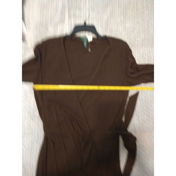 Lauren Ralph Lauren Wrap Vneck Midi Length Long Sleeve Dress 6 Brown Classic - Picture 8 of 8